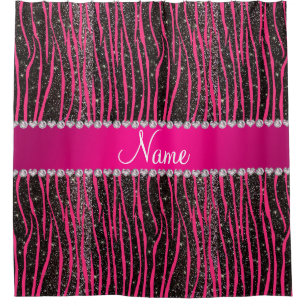 Heiß rosa Zebrastreifen schwarzer Glitzer rosa Str Duschvorhang