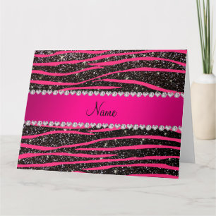 Heiß rosa Zebrastreifen schwarzer Glitzer rosa Str Karte