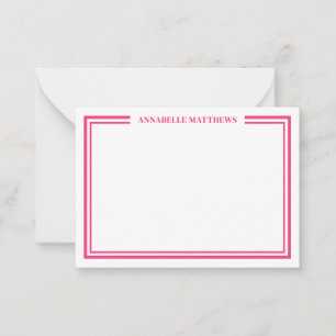 Heiß Rosa Zwei-Rahmen-Minimalistischer Namens-Mono Mitteilungskarte