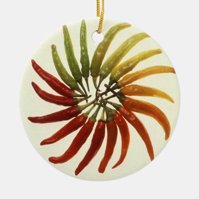 Heiße Chili-Paprikaschoten Keramik Ornament (Vorne)