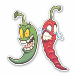 Heiße Chilis - Grün und Rot - Paprikaschoten Aufkleber