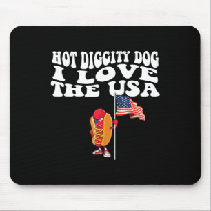 Heiße Diggity Dog USA-Amerikanische Flagge 4. Juli Mousepad