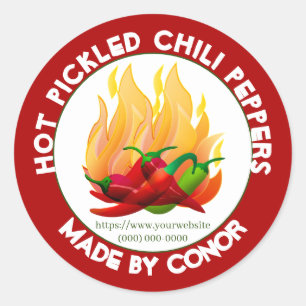 Heiße eingelegte Chili-Pfeffer S Klassischer runde Runder Aufkleber