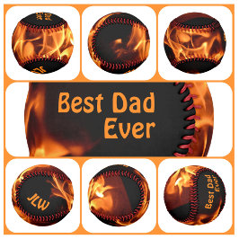 Heiße Flammen mit Initialen Baseball