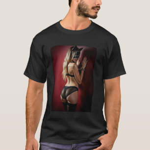 Heiße Frau auf T-Shirt für Männer  Mädchen in Katz