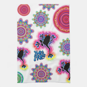 Heiße Frosch-Brandung psychedelisches BoHo Geschirrtuch