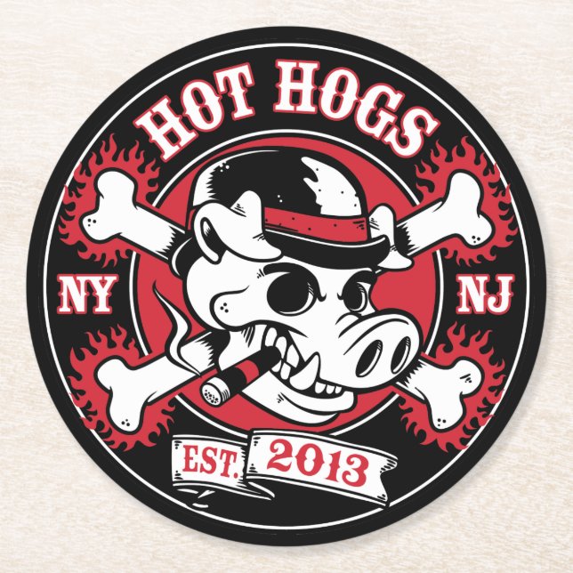 Heiße Hogs™ klassische schwarze Untersetzer (Vorderseite)