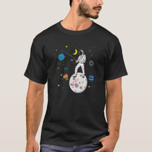 Heiße Hund-Fischerei-Angler-Astronaut-Planet-Wurst T-Shirt