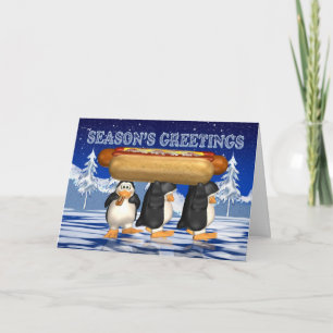 Heiße Hunde, Zwiebeln, Bun, Weihnachtskarte - Ping Feiertagskarte