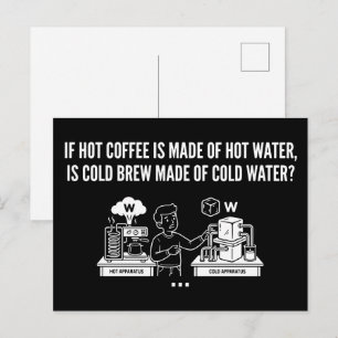 Heiße Kaffee-Kalt-Brühen-Wasser Lustige Frage Postkarte