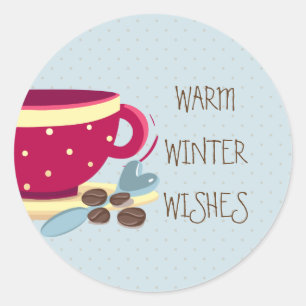 Heiße Kaffee Wärmste Winterwünsche Aufkleber