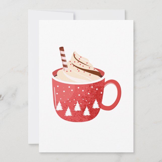 Heiße Kakao in Rotem Weihnachtsbaum Cup Einladung (Vorderseite)