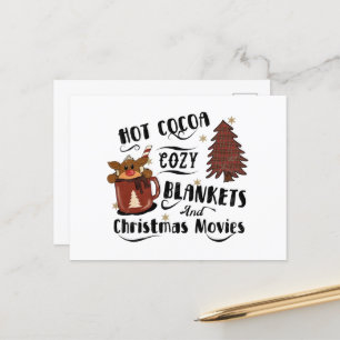 Heiße Kakao-Kuscheldecken und Weihnachtsfilme süß  Postkarte