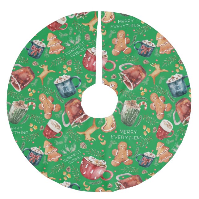 Heiße Kakao Lebkuchen Kekse Rustikale Weihnachten Polyester Weihnachtsbaumdecke (Vorderseite)