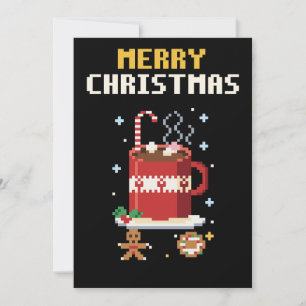 Heiße Kakao-Pixel-Art-Weihnachtskarte Feiertagskarte