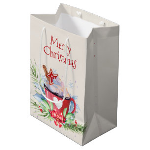Heiße Kakao und Kiefer Mittlere Geschenktüte