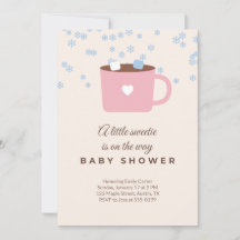 Heiße Kakao-Winter-Baby-Shower-Einladung Rosa Blau