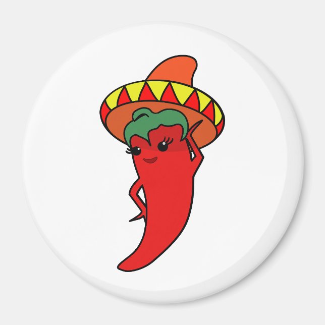 Heiße Kawaii Pepper Diva Magnet (Vorne)