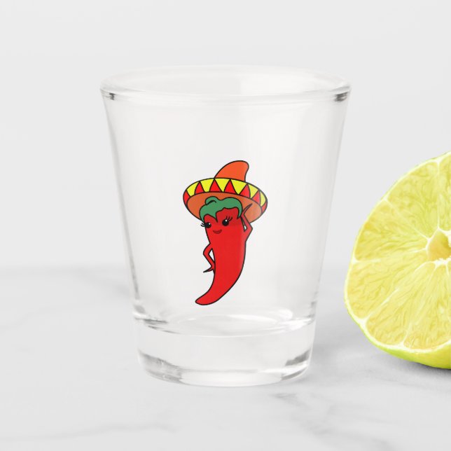 Heiße Kawaii Pepper Diva Schnapsglas (Vorderseite)