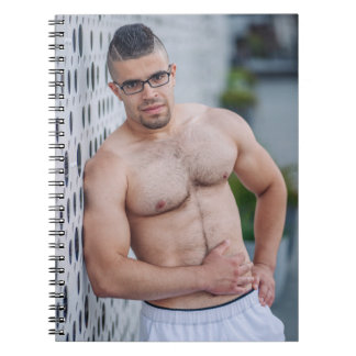 Heiße Kerl Sexy Mann Muskulöser nackter Brust Bril Notizblock
