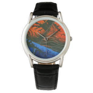 Heiße Kohlen, Vulkan, Lava, blaues Gestein auf hei Armbanduhr