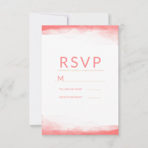 Heiße Koralle Helles Wasserfarben-Moderne Hochzeit RSVP Karte