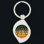 Heiße laufende Flammen grafisch Schlüsselanhänger<br><div class="desc">Eine racy selbstbewegende coole Orange des frisierten Autos auf schwarzem Buttonstreifen flammt Dekor des grafischen Entwurfs, der für ein großes kundenspezifisches Geschenk für selbst oder für jemand immer machen kann, das auf Ihrer Liste speziell ist, diese sind sicher, einen Eindruck bei allen festlichen Gelegenheiten zu machen. Emailen Sie uns unter...</div>