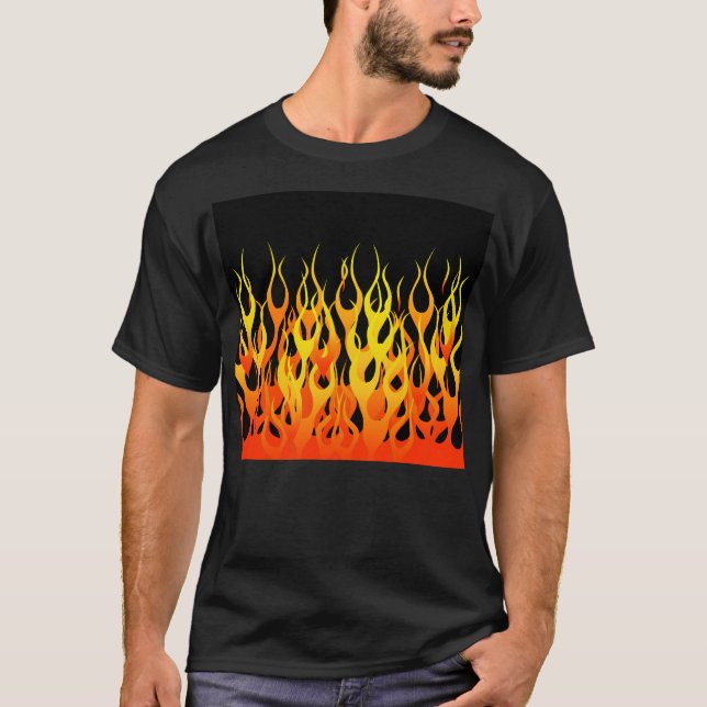 Heiße laufende Flammen grafisch T-Shirt (Vorderseite)
