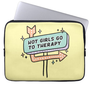 Heiße Mädchen gehen zur Therapie Retro-Schild Laptopschutzhülle