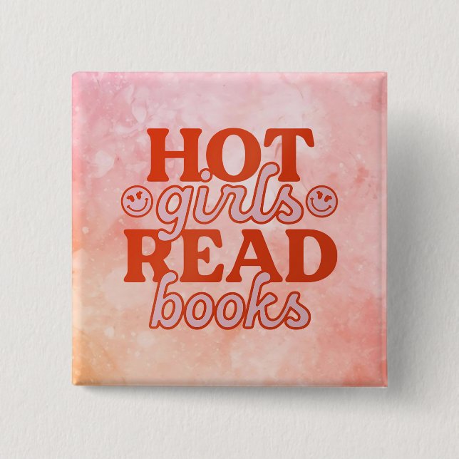 Heiße Mädchen lesen Bücher Button (Vorderseite)