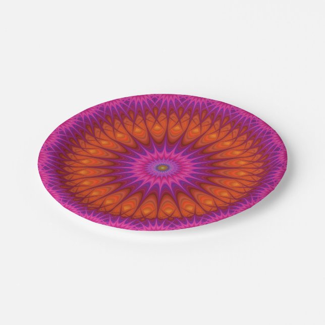 Heiße Mandala Pappteller (Schrägansicht)