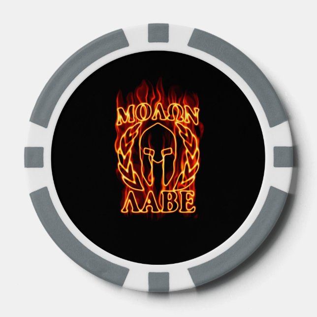 Heiße Molon Labe Spartan Kriegermaske am Feuer Pokerchips (Vorderseite)