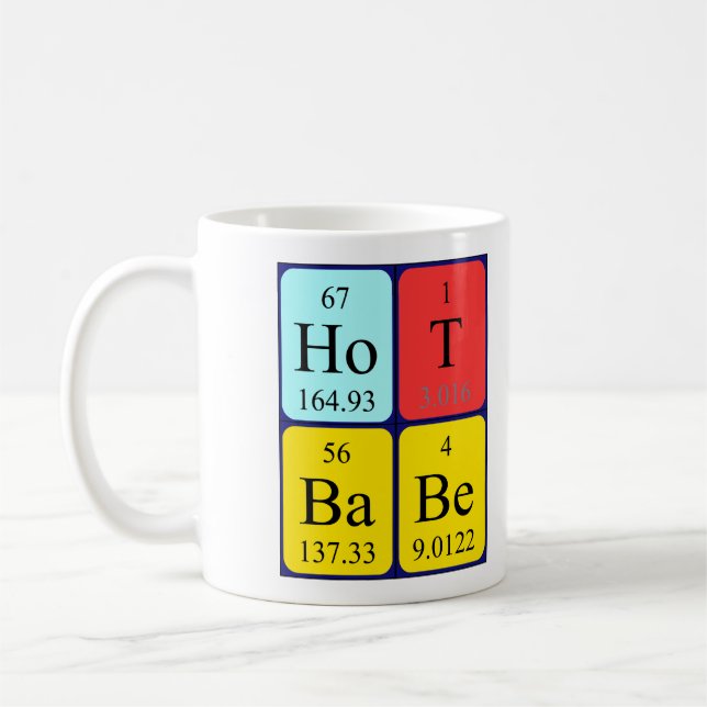 Heiße Namen-Tasse der periodischen Tabelle des Kaffeetasse (Links)