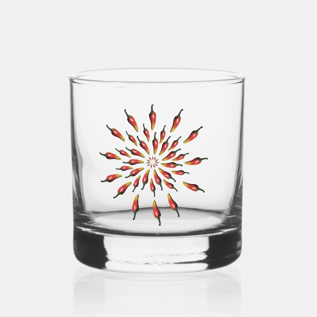 Heiße Paprika Mandala Whiskyglas (Vorderseite)