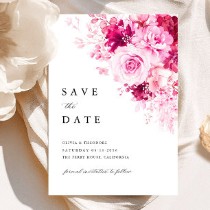 Heiße Pink Florale Hochzeit Save The Date