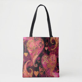 HEISSE PINK UND GOLD GLITZER SEHEN VALENTINE HERZE TASCHE