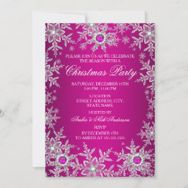Heiße Pink Weihnachten Party Kristallschneeflocke Einladung