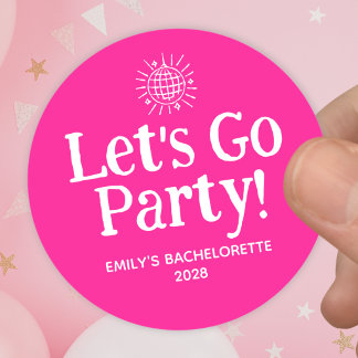 Heiße Pinke Doodle-Disco-Kugel-Junggesellinnen-Abs Runder Aufkleber