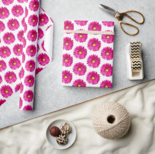 Heiße Pinke Gänseblümchen-Blumen-Geschenkpapier  Geschenkpapier