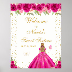 Heiße rosa Blondhaar Mädchen Sweet Sixteen Willkom Poster