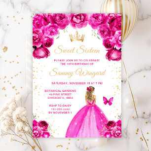 Heiße rosa Blondhaar Prinzessin Sweet Sixteen Einladung