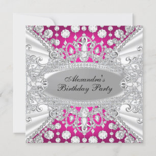 Heiße rosa Diamant-Juwel Geburtstagsfeier-Einladun Einladung