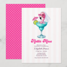 Heiße rosa Flamingo-Cocktail-Strand-Junggesellinne