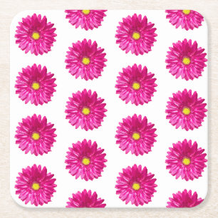 Heiße rosa Gänseblümchen-Blumenuntersetzer Rechteckiger Pappuntersetzer