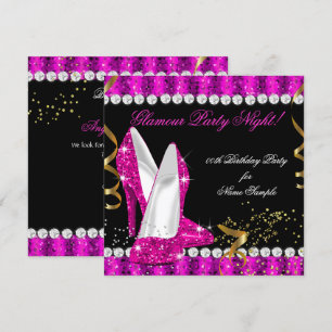 Heiße Rosa Goldene Absätze Glitzer Glamour Party N Einladung