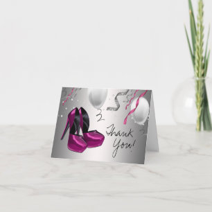 Heiße Rosa High Heel Schuhe Danksagungskarten Dankeskarte
