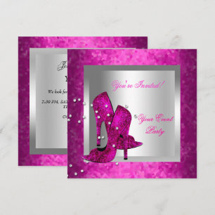 Heiße Rosa High Heel Schuhe Silber Event Party Einladung