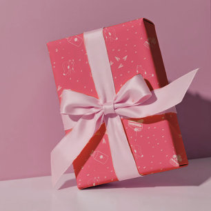 Heiße rosa Katzen, Kuchen & Kirschen - Valentinsta Geschenkpapier