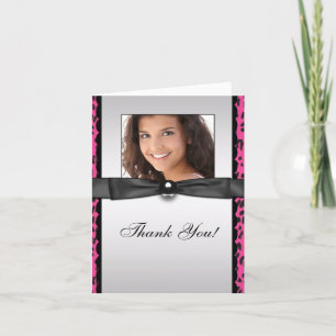 Heiße Rosa Leopard Foto Dankeskarten Dankeskarte
