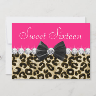 Heiße Rosa Leopard Sweet Sixteen Party Einladung
